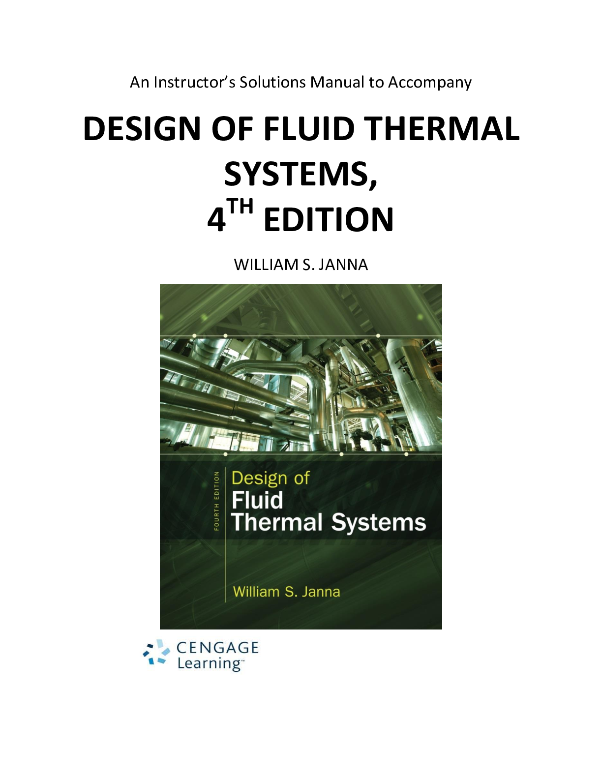 Preview image for An Instructor’s Solutions Manual to Accompany DESIGN OF FLUID THERMAL SYSTEMS, 4TH EDITION Test bank > complete A+ Guide